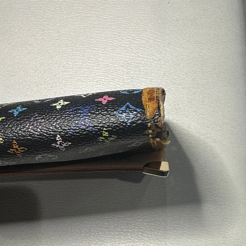 Louis Vuitton LV Black Murakami Multicolor Monogram International Wallet